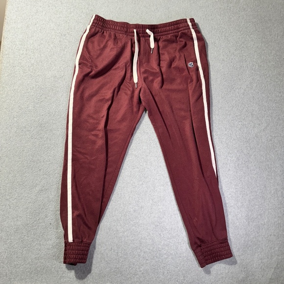 Vintage Y2K Abercrombie & Fitch Sweatpants Mens L Burgundy Drawstring Heavy - Picture 1 of 7